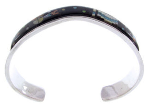 Multicolor Silver Native American Mesa Design Cuff Bracelet YS67427